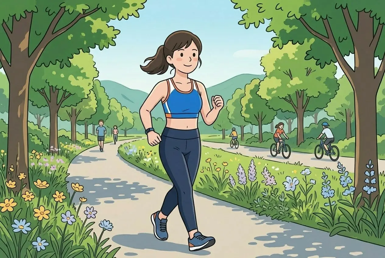 こころと身体を整えながらウォーキングをする女性のイメージ