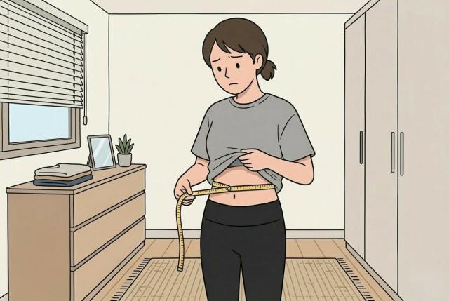 内臓脂肪を気にする女性