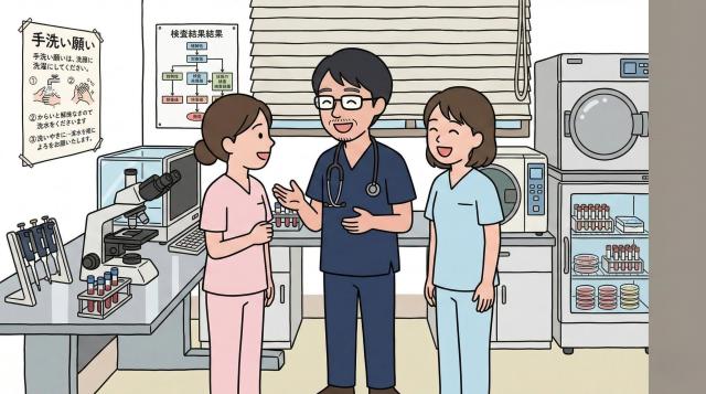 看護師と院長がにこやかに語り合っているイメージ